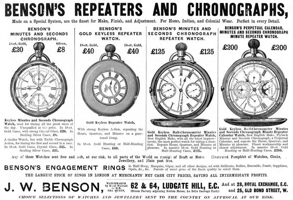 1924 Jw Benson of London solid 9ct gold English made half hunter pocket watch with original box