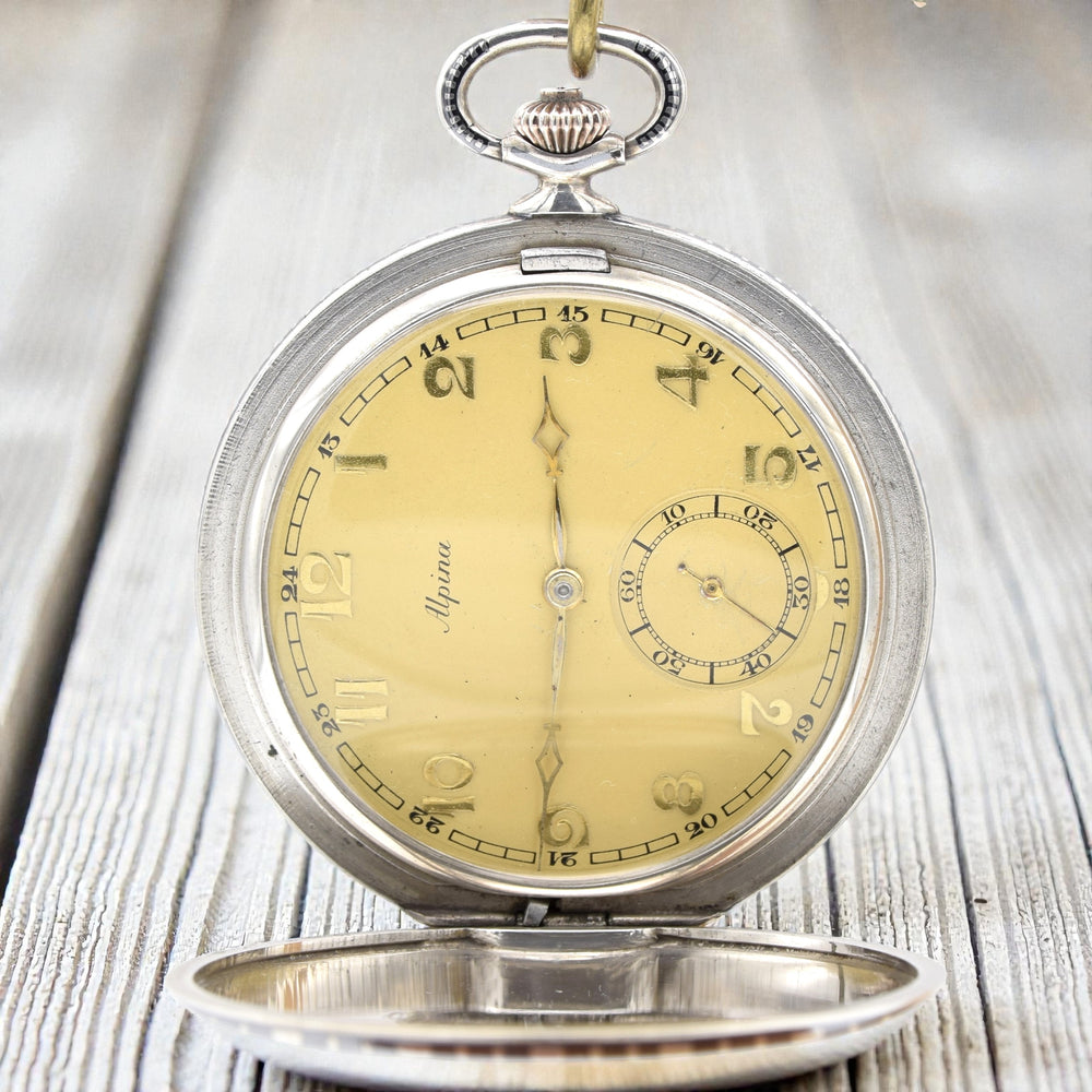 1930s Alpina "Niello" Silver Full Hunter Pocket Watch - Stunning Art Deco Show Stopper