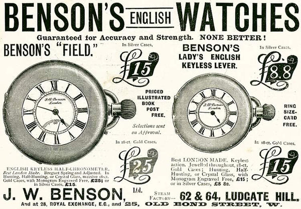 1924 Jw Benson of London solid 9ct gold English made half hunter pocket watch with original box