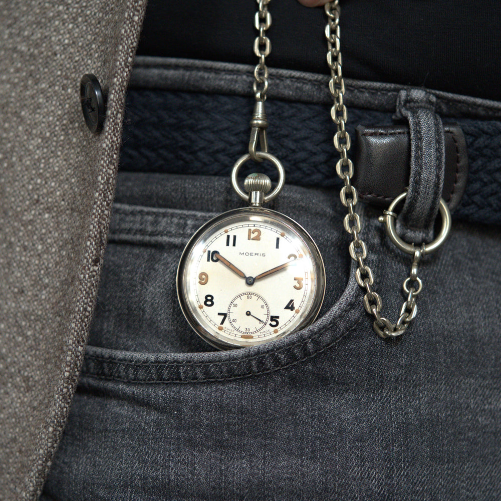 1940s Moeris G.S.T.P  British Military issue Service pocketwatch WW2 Swiss Movement