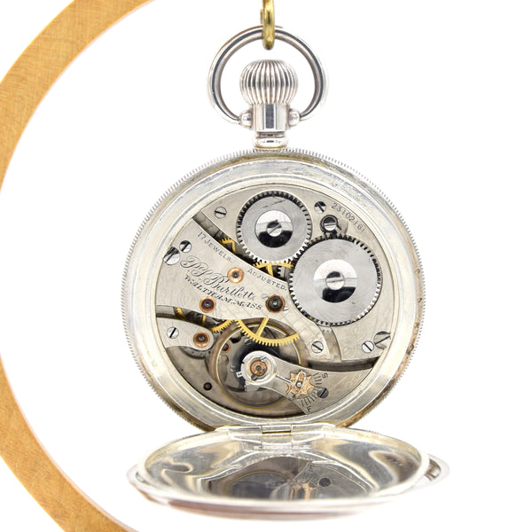1920 Rare Solid Silver Waltham Half Hunter - Extra Heavy 2oz English Case - 17 Jewel Bartlett Movement
