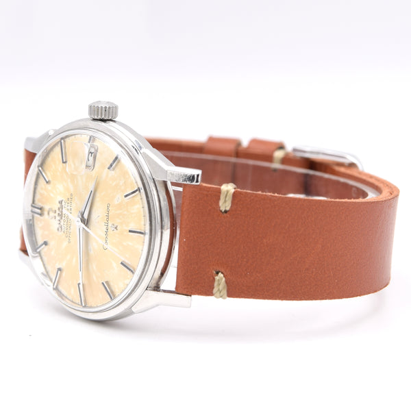 (Reserved)1966 Omega Constellation Date Automatic Chronometer with Dog Leg Lugs onyx batons Model 168.005 in Stainless Steel