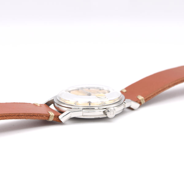 (Reserved)1966 Omega Constellation Date Automatic Chronometer with Dog Leg Lugs onyx batons Model 168.005 in Stainless Steel