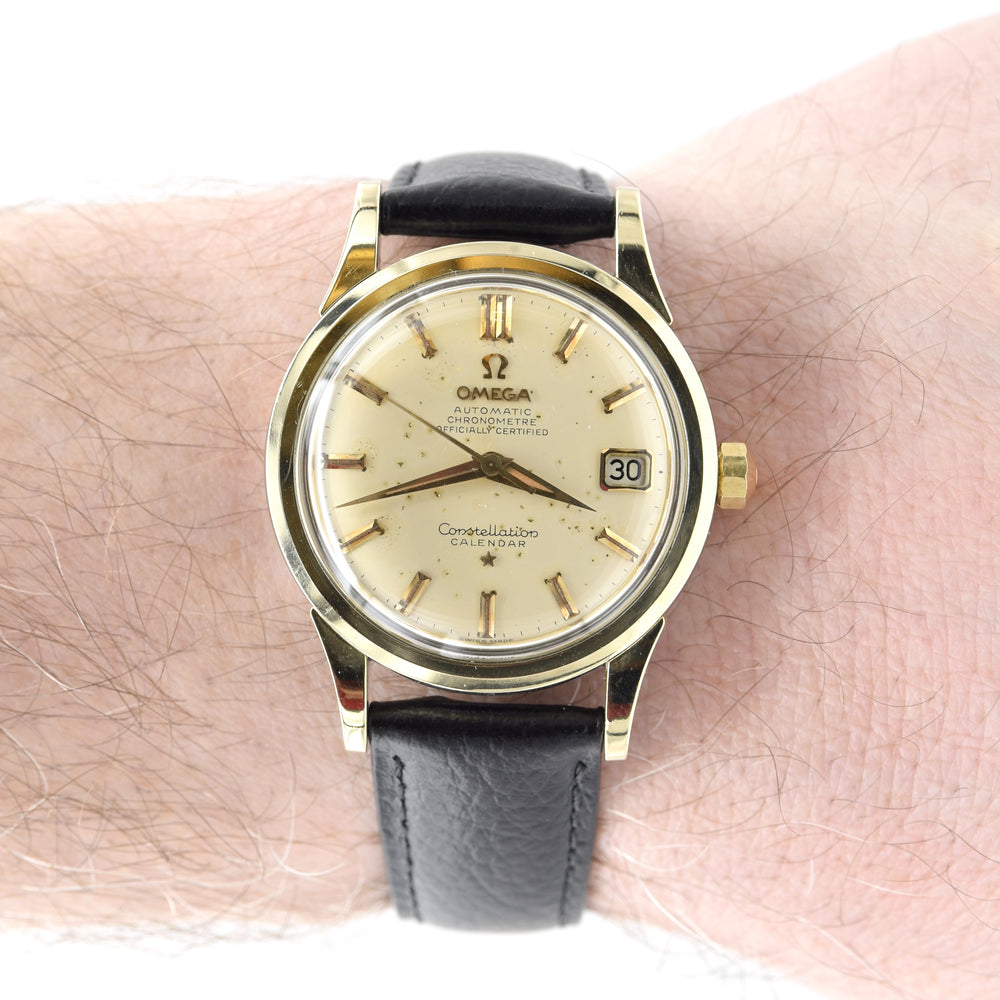 (Reserved) 1958 Omega Constellation Chronometer Early Model 2943 with aged Patina Dial in Gold & Steel