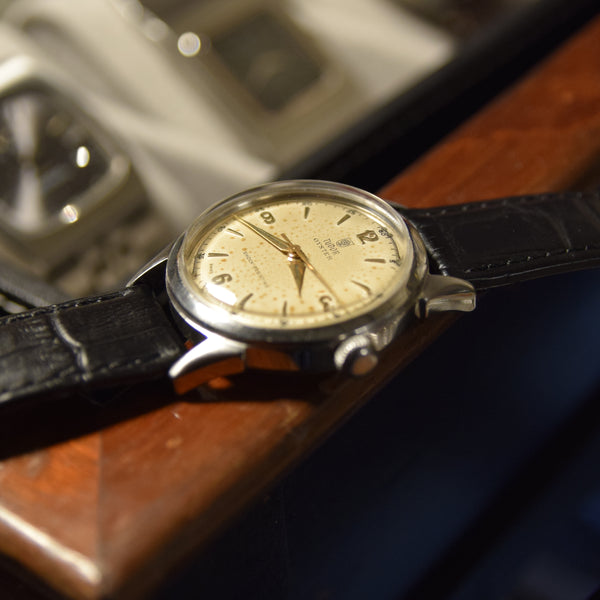 1948 Tudor Oyster 4540 Shock-Resisting 'Explorer dial' Steel Wristwatch 34mm All original patina 