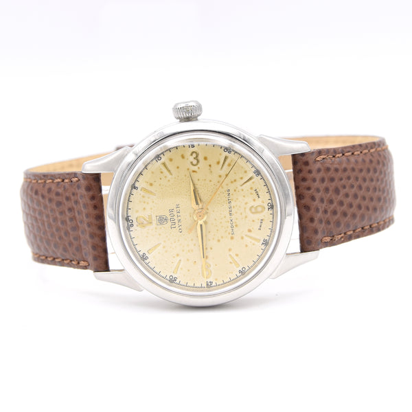 1948 Tudor Oyster 4540 Shock-Resisting 'Explorer dial' Steel Wristwatch 34mm All original patina