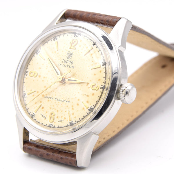 1948 Tudor Oyster 4540 Shock-Resisting 'Explorer dial' Steel Wristwatch 34mm All original patina