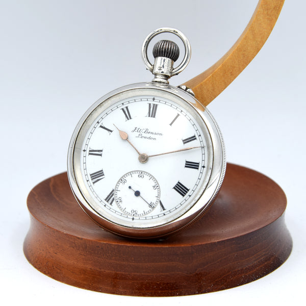 1912 Jw Benson of London solid silver all English made  3/4 plate lever open faced pocket watch
