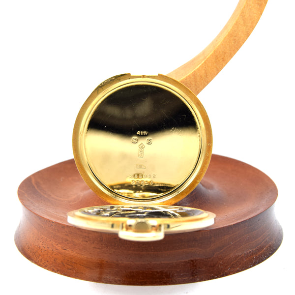1938 Movado Ultra slim Solid 9ct Gold Art Deco Pocket Watch, Retailed by The Goldsmiths & Silversmiths Co. Ltd