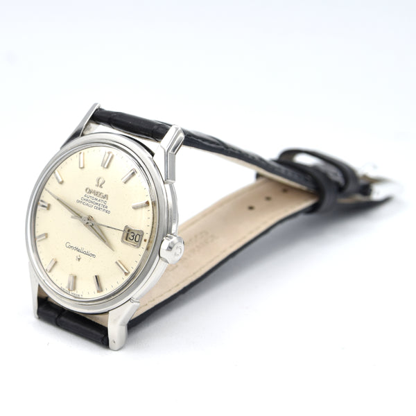 1966 Omega sleek Constellation Date Model 168.005 Automatic Chronometer with Dog Leg Lugs  in Stainless Steel