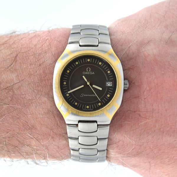 1988 Omega Seamaster Polaris 396.1022 18k Gold & Steel Date 31MM Unisex midsize Quartz Watch