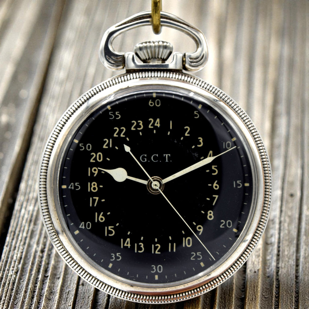 1940 Hamilton G.C.T.  WW2 Pocket Watch Master Navigation 24Hr pocketwatch US Airforce