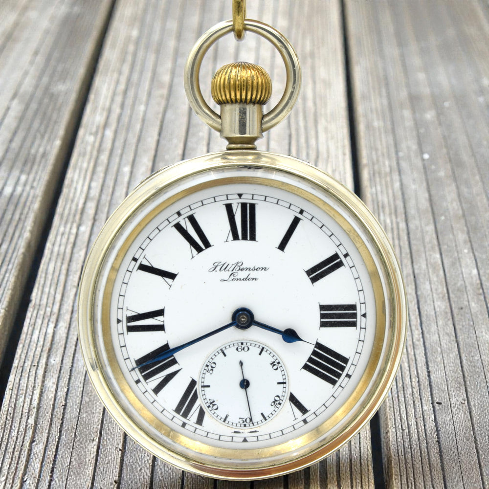 1895-1900 J.W. Benson of London Substantial Railway Guards Nickel Case Pocket Watch - Early All-English Lever