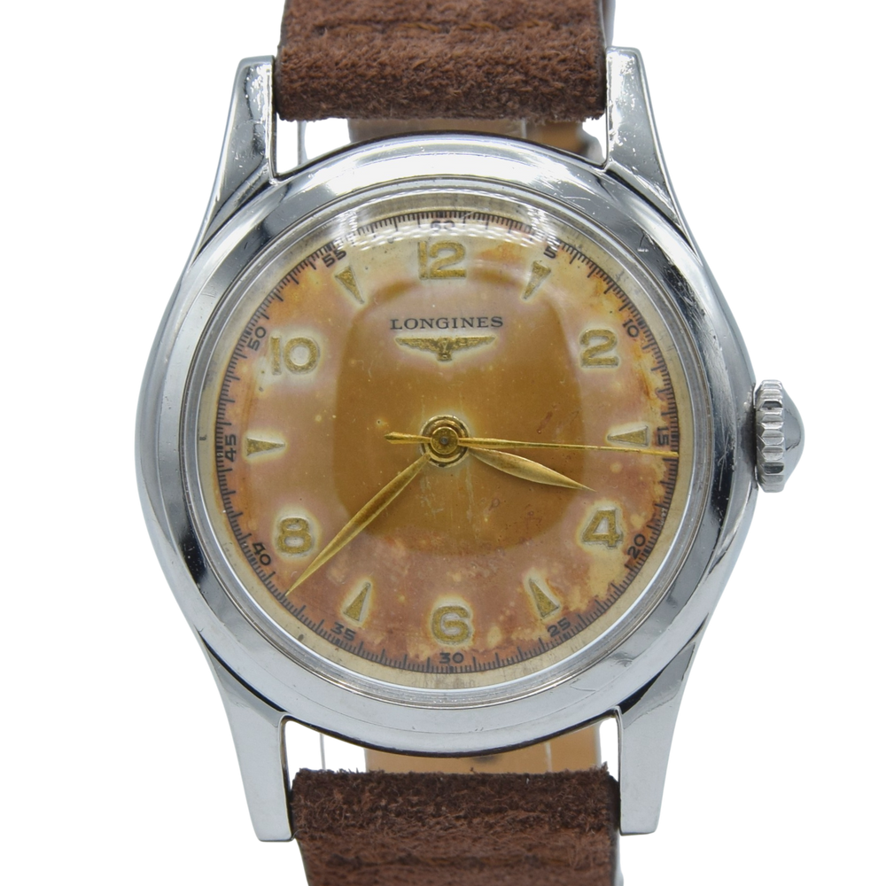 1951 Longines classic Sei Tacche Watch with Mixed Arrow and Arabic Numerals Model 5697