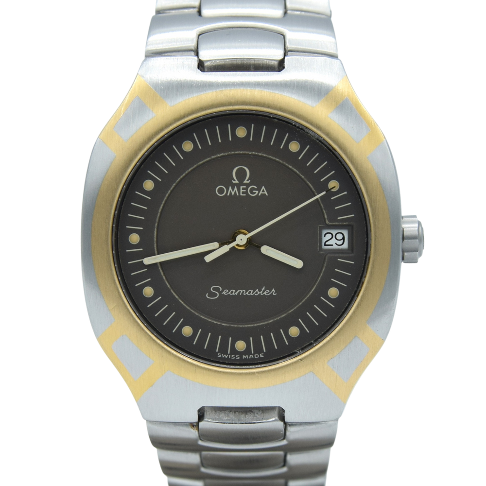 1988 Omega Seamaster Polaris 396.1022 18k Gold & Steel Date 31MM Unisex midsize Quartz Watch