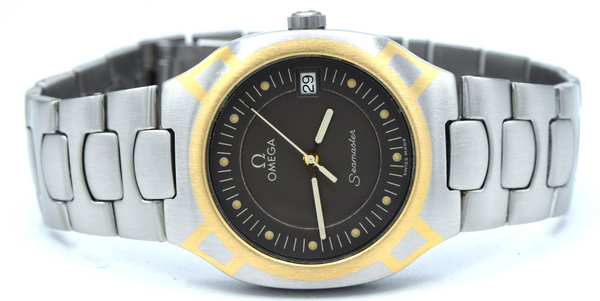 1988 Omega Seamaster Polaris 396.1022 18k Gold & Steel Date 31MM Unisex midsize Quartz Watch